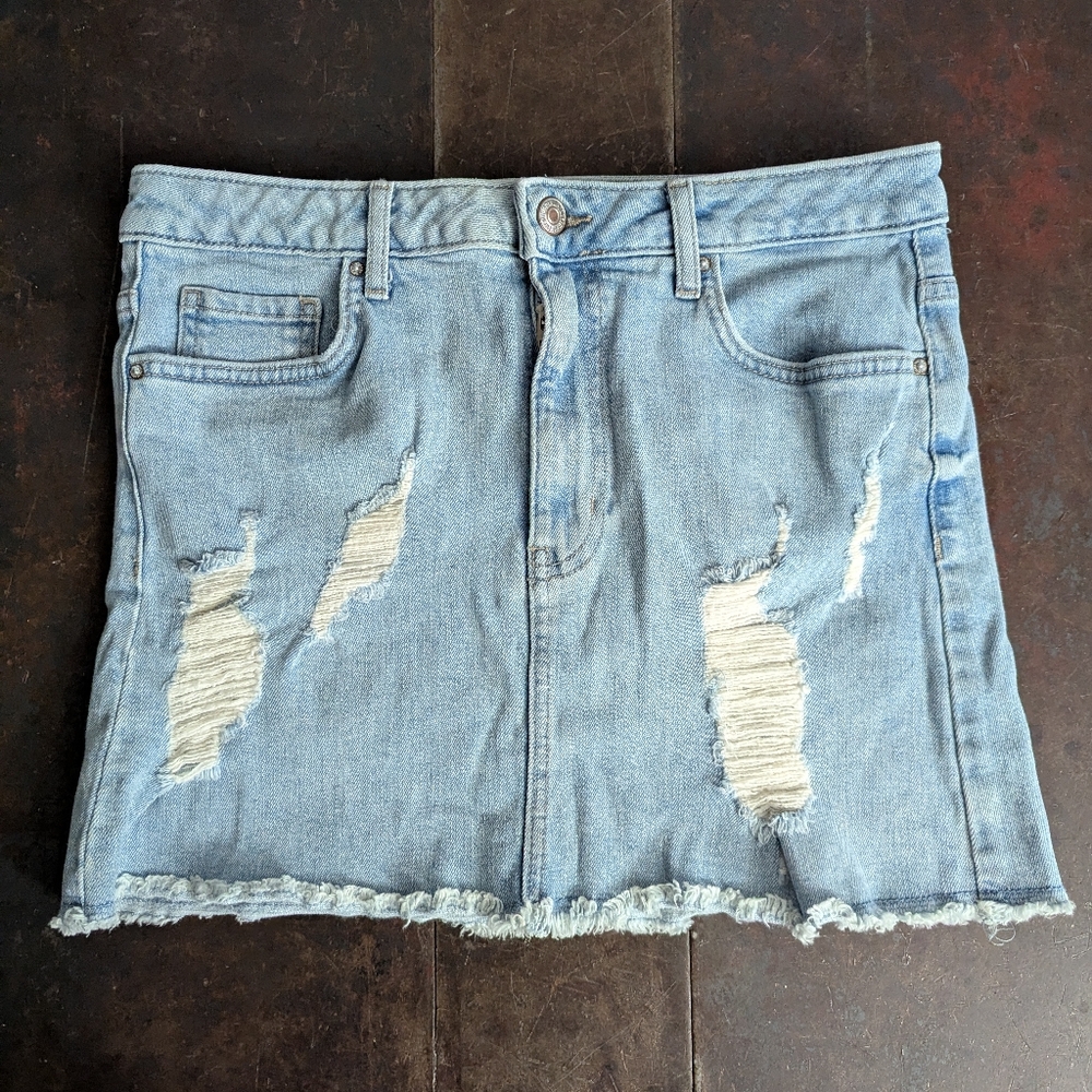 Distressed Jean Skirt